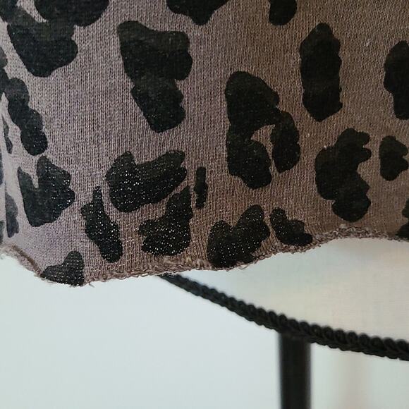 Lucky Brand Hoodie Women's S Gray Black Leopard Print Cropped Athleisure Active - Picture 5 of 11